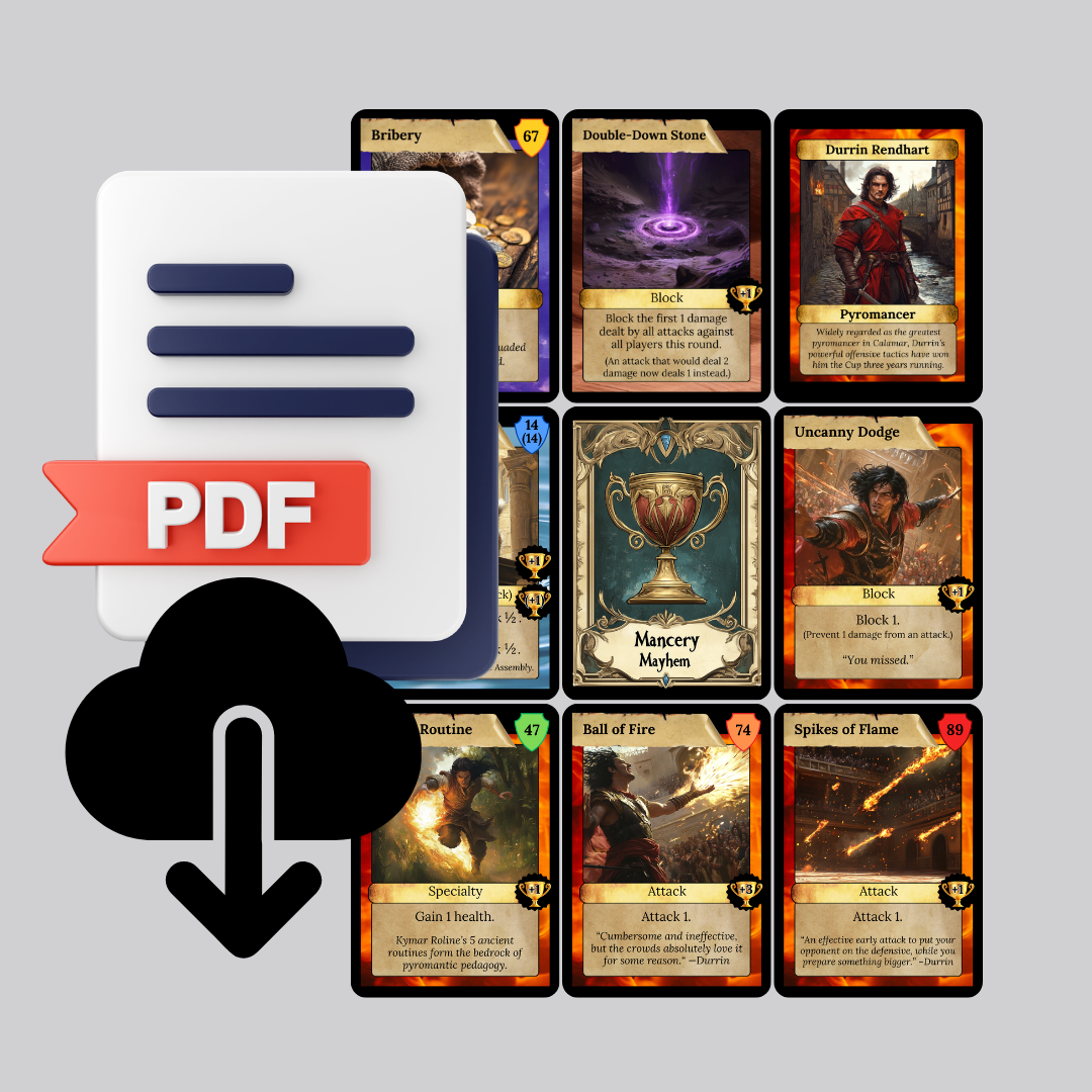 Digital Files (print at home): Mancery Mayhem card game